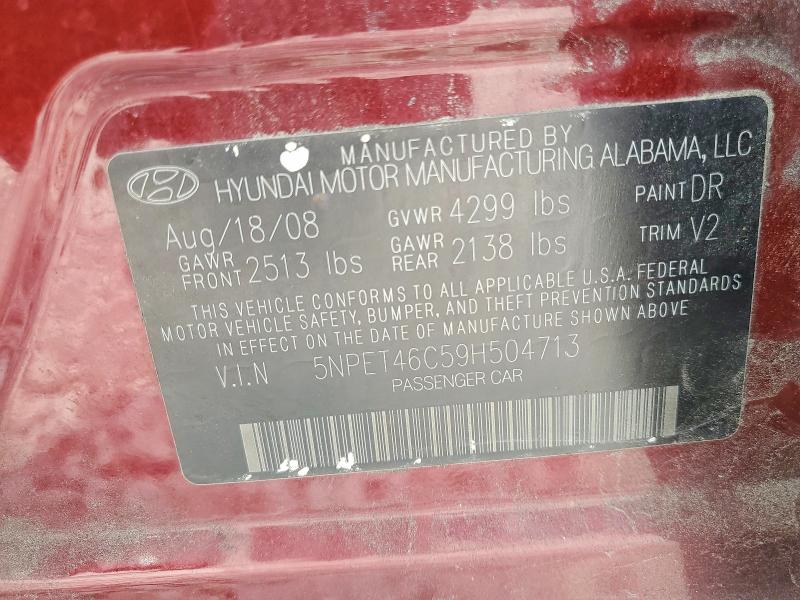 Продаж на аукціоні авто 2009 Hyundai Sonata, vin: 5NPET46C59H504713, номер лоту: 62787696
