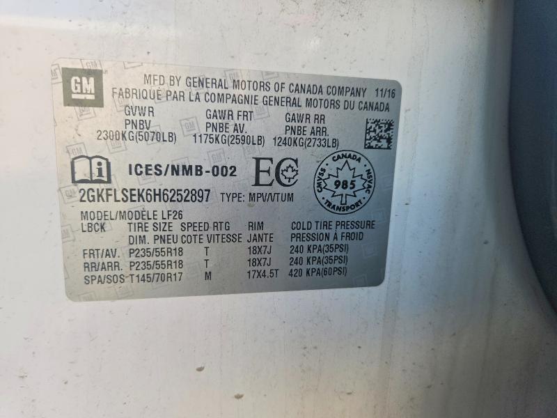 2017 Gmc Terrain მანქანა იყიდება აუქციონზე, vin: 2GKFLSEK6H6252897, აუქციონის ნომერი: 61696426