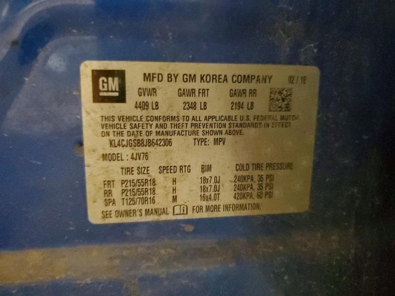 61500356 :رقم المزاد ، KL4CJGSB8JB642306 vin ، 2018 Buick Encore مزاد بيع