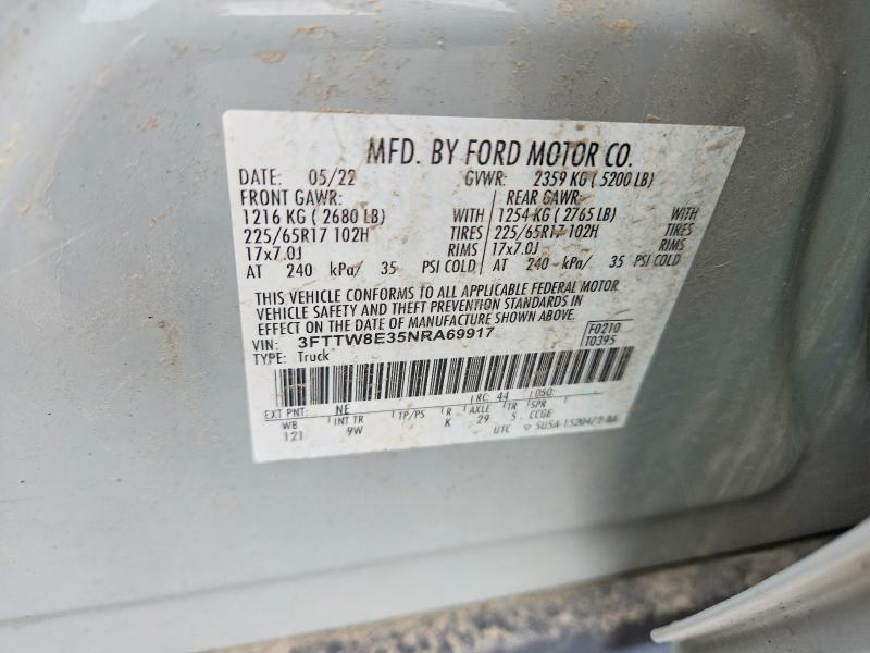 Aukcja sprzedaży 2022 Ford Maverick, vin: 3FTTW8E35NRA69917, numer aukcji: 61608306