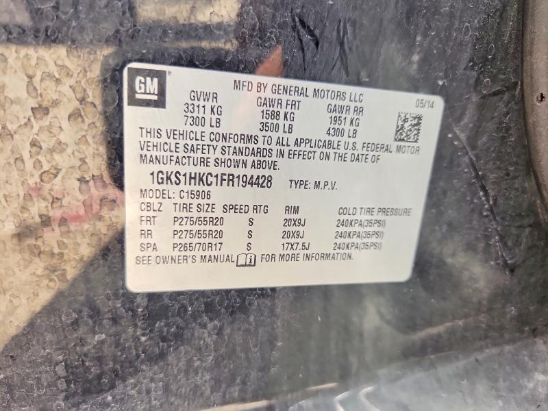 2015 Gmc Yukon Xl მანქანა იყიდება აუქციონზე, vin: 1GKS1HKC1FR194428, აუქციონის ნომერი: 60147926