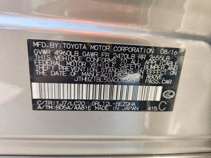 Aukcja sprzedaży 2016 Lexus Gs 350, vin: JTHBZ1BL5GA007363, numer aukcji: 60289796