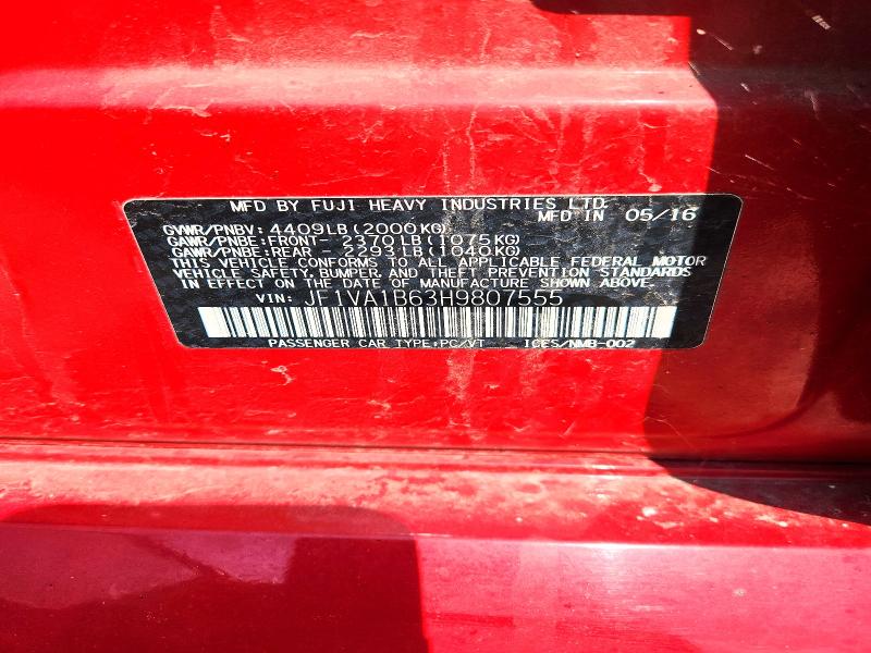 Auction sale of the 2017 Subaru Wrx, vin: JF1VA1B63H9807555, lot number: 59801976