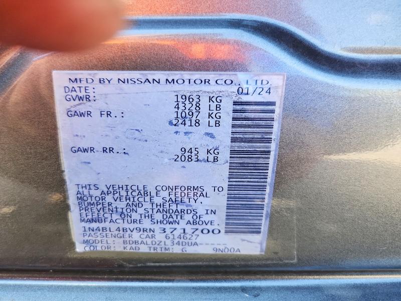 Продаж на аукціоні авто 2024 Nissan Altima, vin: 1N4BL4BV9RN371700, номер лоту: 60193186