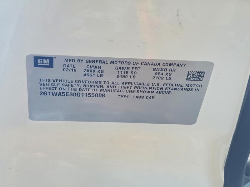 Aukcja sprzedaży 2016 Chevrolet Impala Limited, vin: 2G1WA5E30G1155808, numer aukcji: 59717116