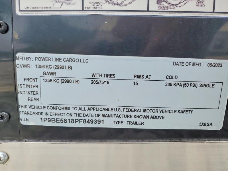 76295375 :رقم المزاد ، 1P9BE5818PF849391 vin ، 2023 Powerline Cargo Trailers مزاد بيع