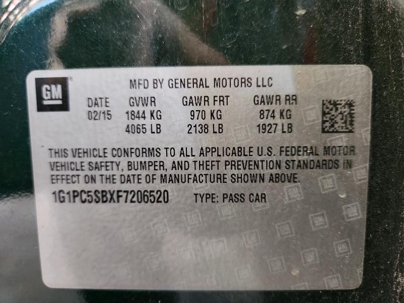 Продаж на аукціоні авто 2015 Chevrolet Cruze, vin: 1G1PC5SBXF7206520, номер лоту: 63161236