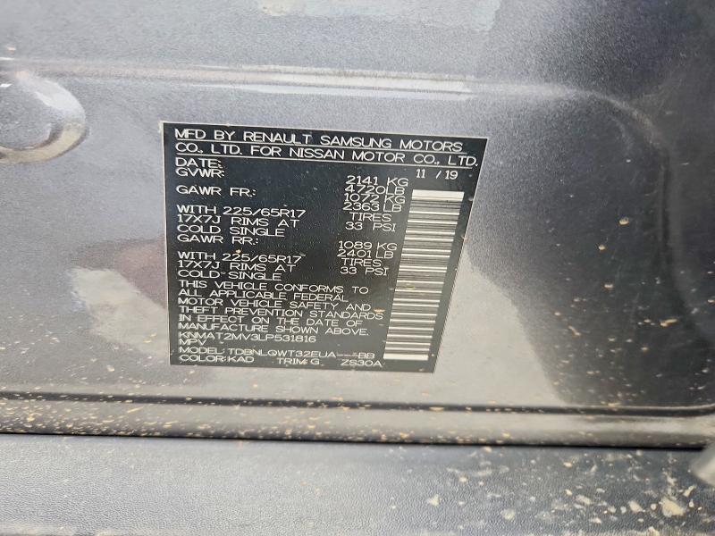 2020 Nissan Rogue მანქანა იყიდება აუქციონზე, vin: KNMAT2MV3LP531816, აუქციონის ნომერი: 62872946