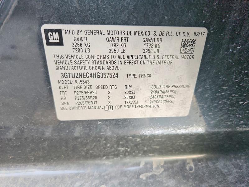 Aukcja sprzedaży 2017 Gmc Sierra, vin: 3GTU2NEC4HG357524, numer aukcji: 59660306