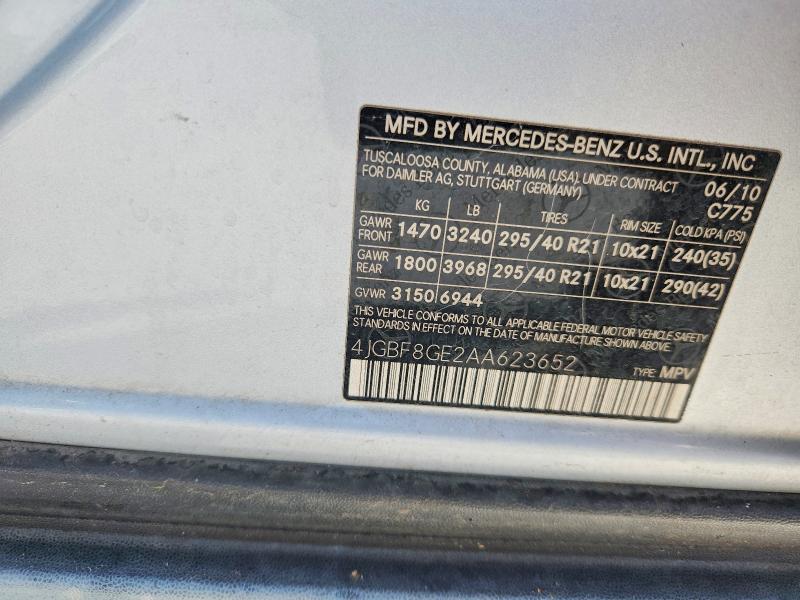 2010 Mercedes-benz Gl მანქანა იყიდება აუქციონზე, vin: 4JGBF8GE2AA623652, აუქციონის ნომერი: 85449385