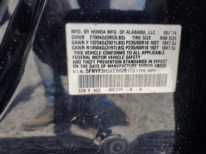 Aukcja sprzedaży 2014 Honda Pilot, vin: 5FNYF3H5XEB028173, numer aukcji: 60721126