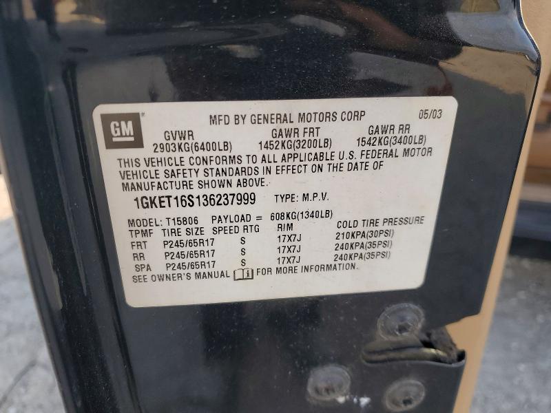 Продаж на аукціоні авто 2003 Gmc Envoy, vin: 1GKET16S136237999, номер лоту: 61554326