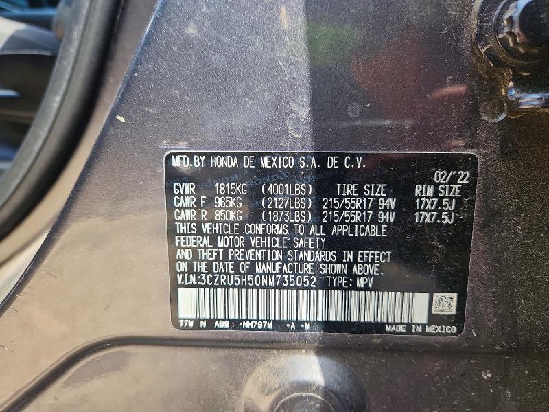 Aukcja sprzedaży 2022 Honda Hr-v, vin: 3CZRU5H50NM735052, numer aukcji: 61715036