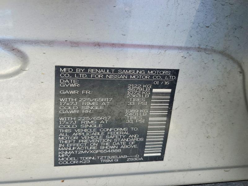 Aukcja sprzedaży 2016 Nissan Rogue, vin: KNMAT2MVXGP654888, numer aukcji: 61941756