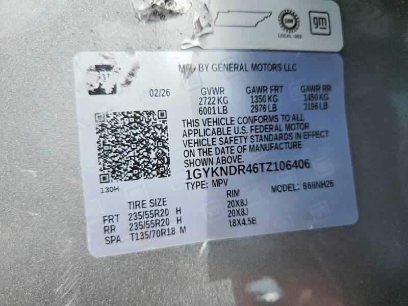Продаж на аукціоні авто 2026 Cadillac Xt5, vin: 1GYKNDR46TZ106406, номер лоту: 60195366