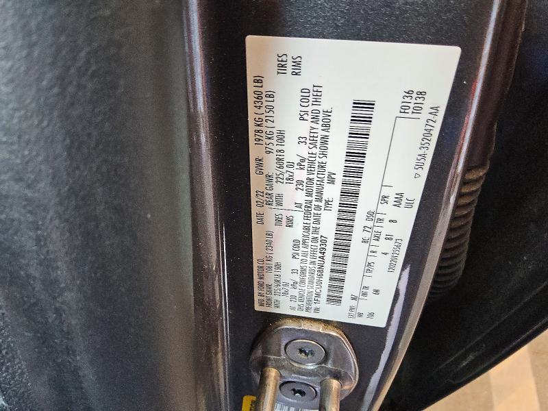 Aukcja sprzedaży 2022 Ford Escape, vin: 1FMCU0H68NUA49307, numer aukcji: 60588766