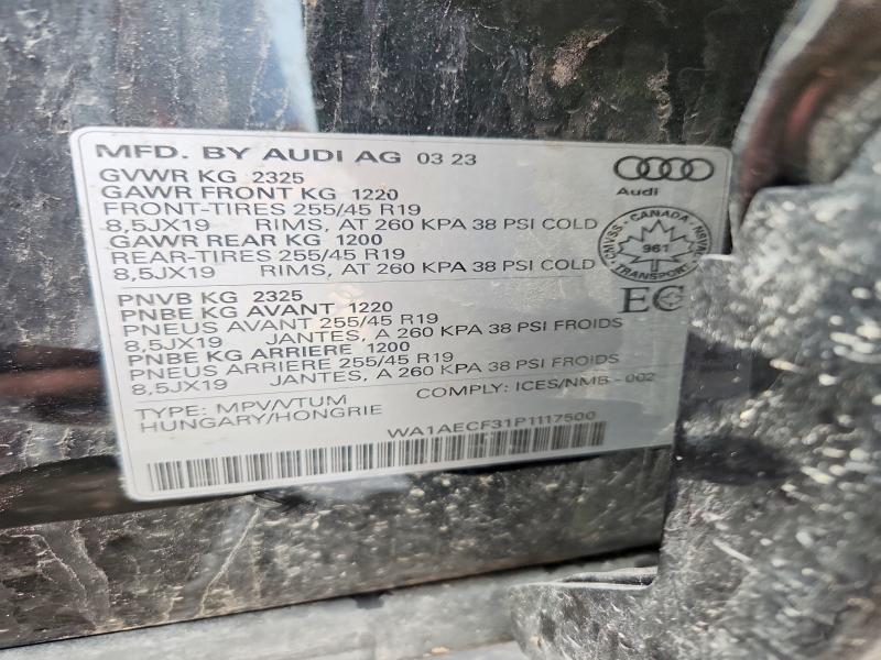 Продажа на аукционе авто 2023 Audi Q3, vin: WA1AECF31P1117500, номер лота: 61542596
