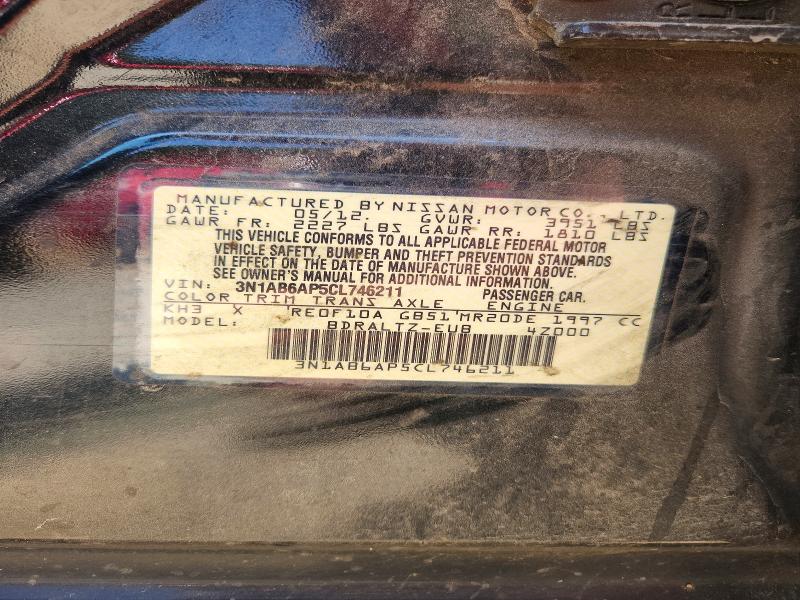 62629376 :رقم المزاد ، 3N1AB6AP5CL746211 vin ، 2012 Nissan Sentra مزاد بيع
