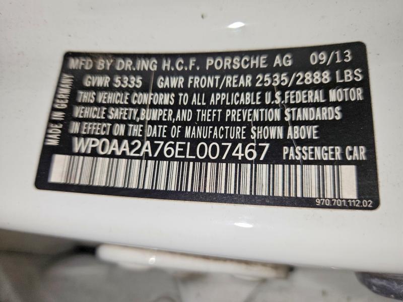 Aukcja sprzedaży 2014 Porsche Panamera, vin: WP0AA2A76EL007467, numer aukcji: 61394556