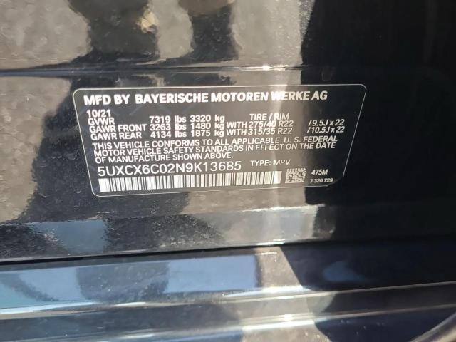 2022 Bmw X7 მანქანა იყიდება აუქციონზე, vin: 5UXCX6C02N9K13685, აუქციონის ნომერი: 61655656