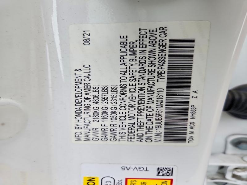 60641096 :رقم المزاد ، 19UUB5F51MA016110 vin ، 2021 Acura Tlx مزاد بيع
