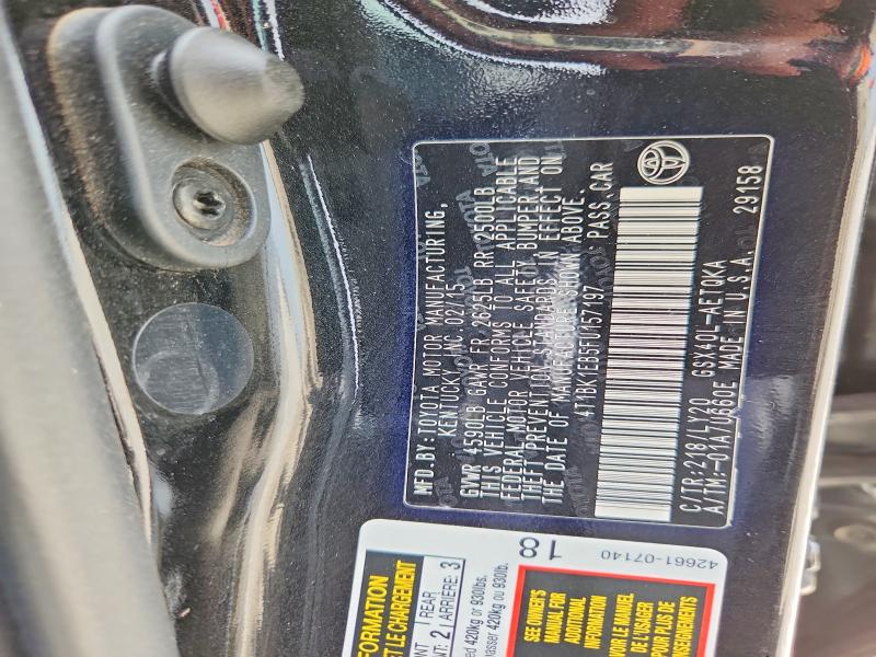 61585396 :رقم المزاد ، 4T1BK1EB5FU157197 vin ، 2015 Toyota Avalon مزاد بيع