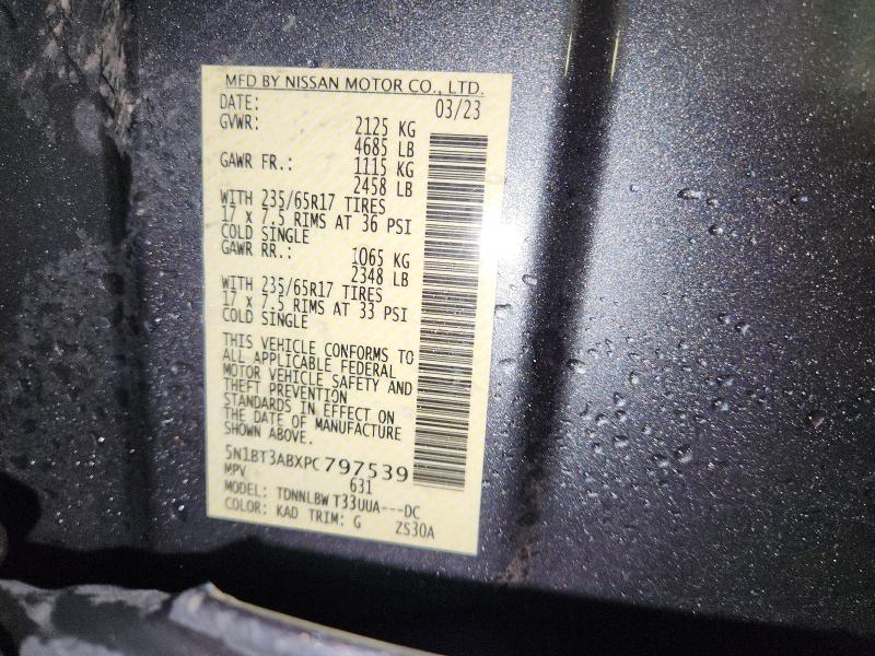 2023 Nissan Rogue მანქანა იყიდება აუქციონზე, vin: 5N1BT3ABXPC797539, აუქციონის ნომერი: 63332636