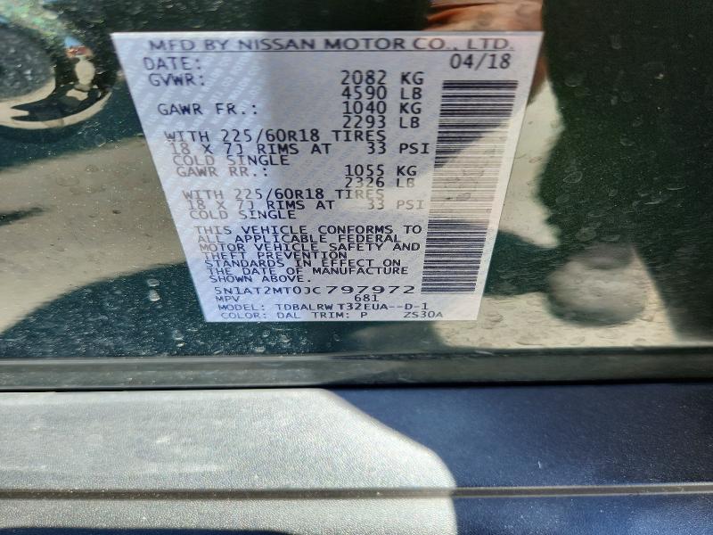 Продажа на аукционе авто 2018 Nissan Rogue, vin: 5N1AT2MT0JC797972, номер лота: 62744446