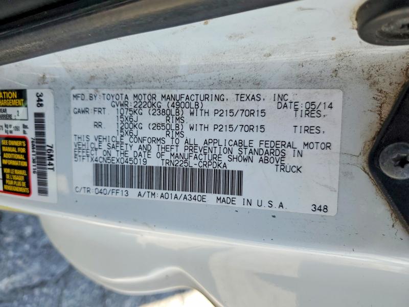 Продажа на аукционе авто 2014 Toyota Tacoma, vin: 5TFTX4CN5EX045019, номер лота: 62875306