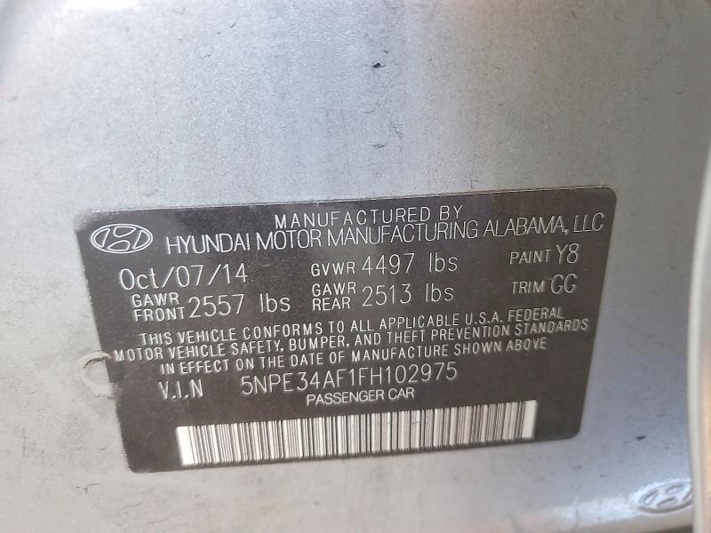 60205146 :رقم المزاد ، 5NPE34AF1FH102975 vin ، 2015 Hyundai Sonata مزاد بيع