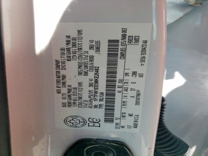 Aukcja sprzedaży 2021 Ford F150, vin: 1FTFW1E83MKE26482, numer aukcji: 61281926
