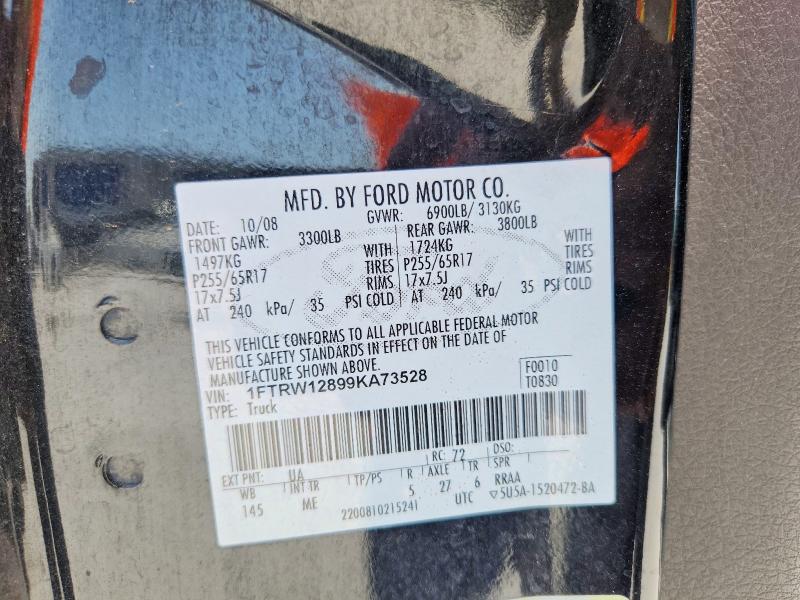 62960646 :رقم المزاد ، 1FTRW12899KA73528 vin ، 2009 Ford F150 مزاد بيع