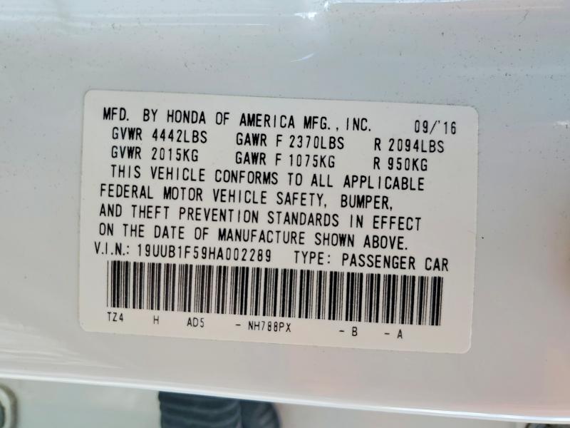Продаж на аукціоні авто 2017 Acura Tlx, vin: 19UUB1F59HA002289, номер лоту: 62306516