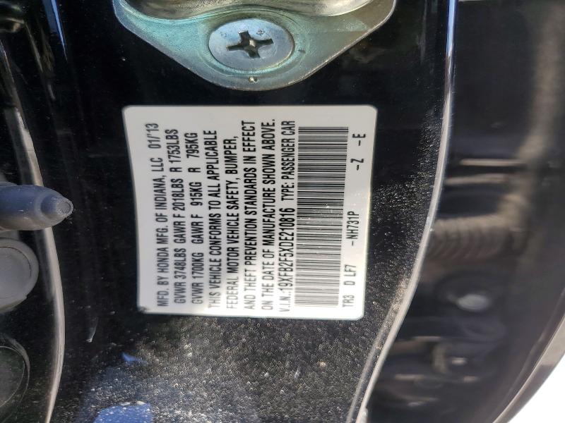 60817566 :رقم المزاد ، 19XFB2F5XDE210816 vin ، 2013 Honda Civic مزاد بيع