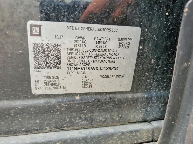 Продаж на аукціоні авто 2018 Chevrolet Traverse, vin: 1GNEVGKWXJJ139234, номер лоту: 61078036