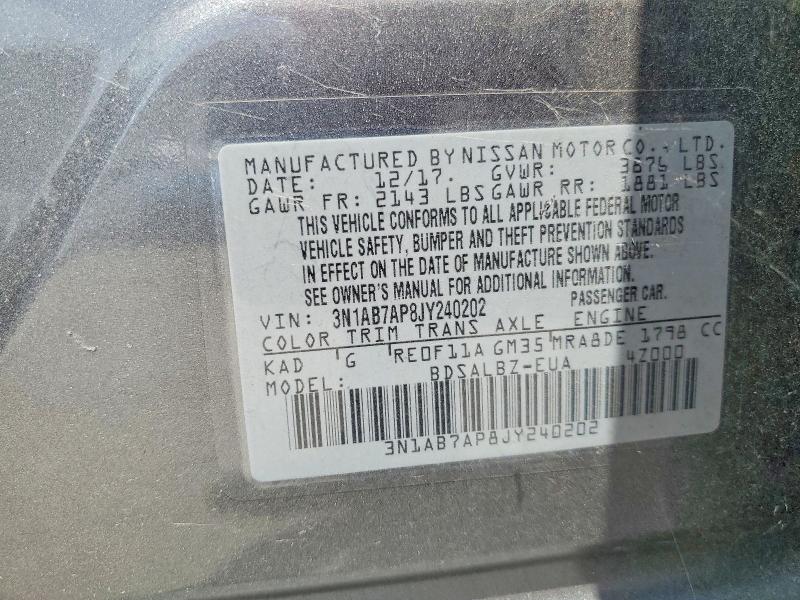 Aukcja sprzedaży 2018 Nissan Sentra, vin: 3N1AB7AP8JY240202, numer aukcji: 60798946