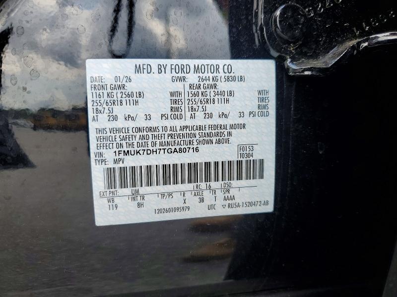 59190716 :رقم المزاد ، 1FMUK7DH7TGA80716 vin ، 2026 Ford Explorer مزاد بيع