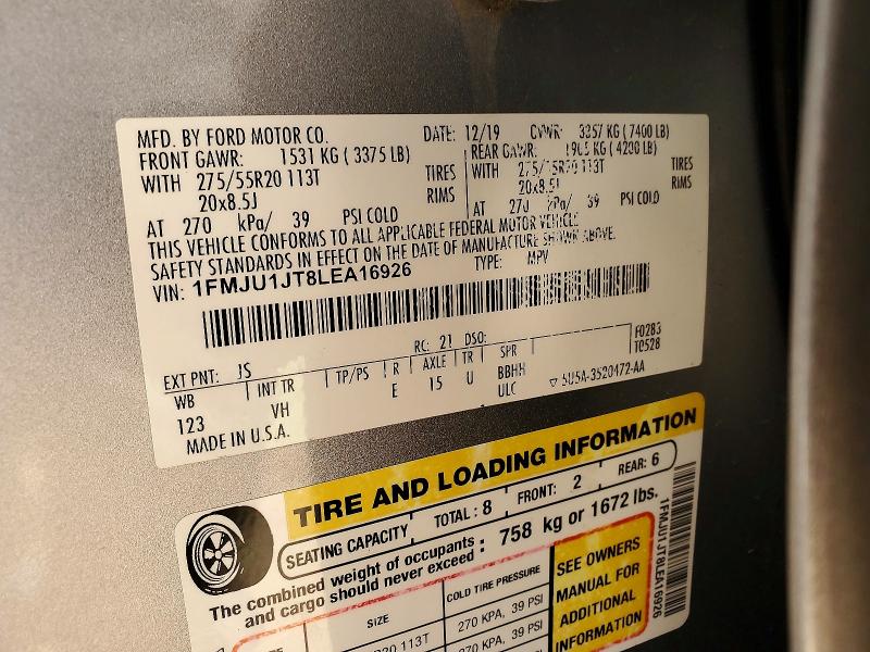 Продажа на аукционе авто 2020 Ford Expedition, vin: 1FMJU1JT8LEA16926, номер лота: 63395456
