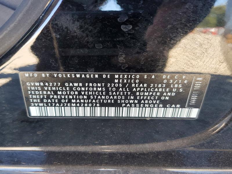 2014 Volkswagen Jetta მანქანა იყიდება აუქციონზე, vin: 3VWL17AJ7EM428076, აუქციონის ნომერი: 63466616
