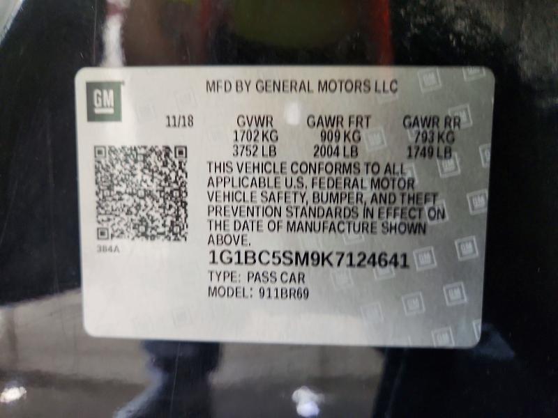 Aukcja sprzedaży 2019 Chevrolet Cruze, vin: 1G1BC5SM9K7124641, numer aukcji: 59848106