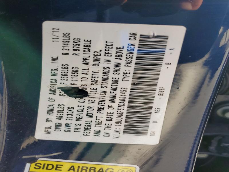 60433106 :رقم المزاد ، 19UUA8F57DA004452 vin ، 2013 Acura Tl مزاد بيع