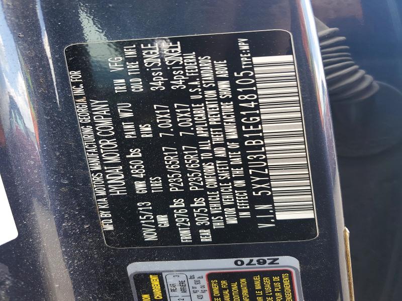 2014 Hyundai Santa Fe Sport მანქანა იყიდება აუქციონზე, vin: 5XYZU3LB1EG148105, აუქციონის ნომერი: 59877756