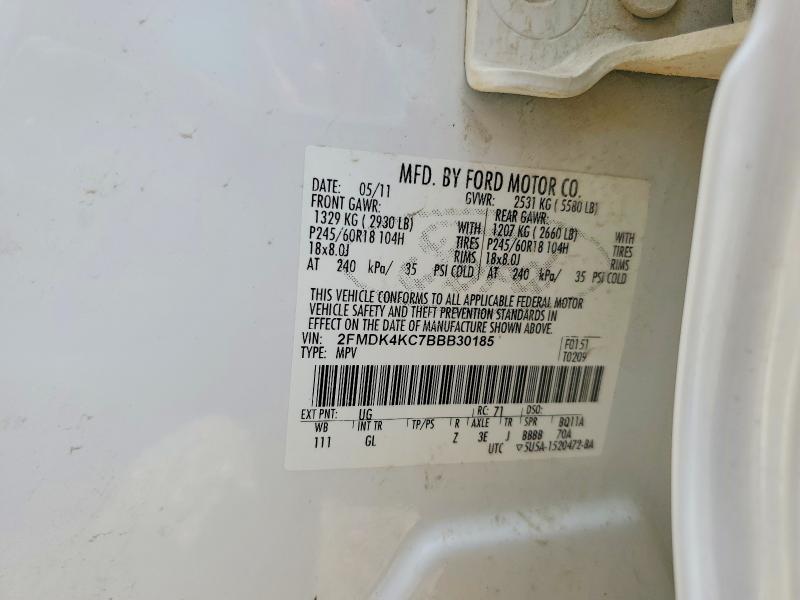61413296 :رقم المزاد ، 2FMDK4KC7BBB30185 vin ، 2011 Ford Edge مزاد بيع