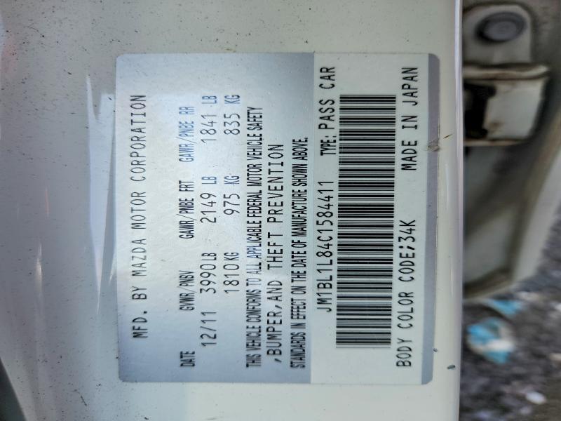 62266976 :رقم المزاد ، JM1BL1L84C1584411 vin ، 2012 Mazda 3 مزاد بيع