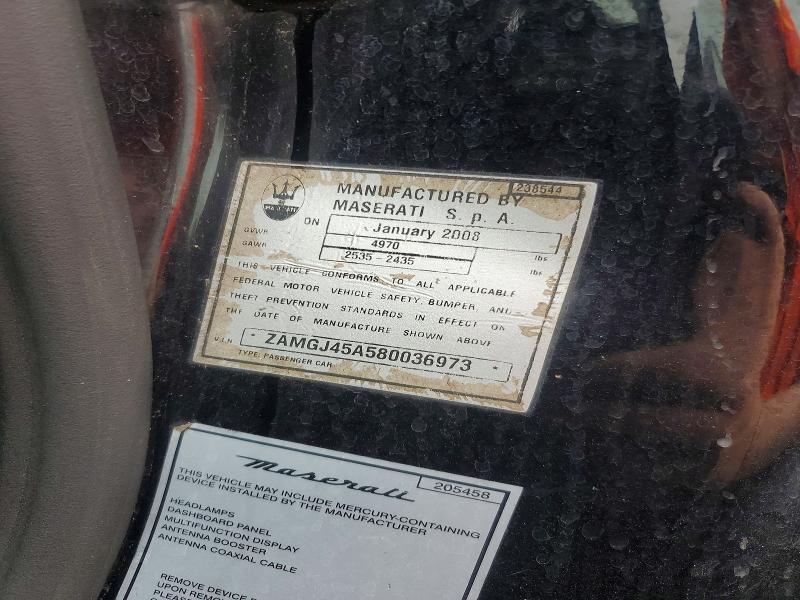 Продажа на аукционе авто 2008 Maserati Granturismo, vin: ZAMGJ45A580036973, номер лота: 62465806