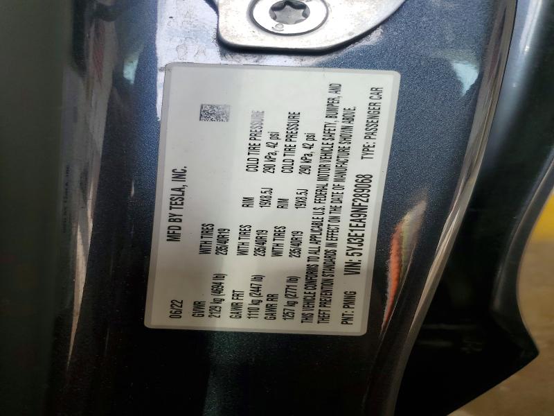 Продажа на аукционе авто 2022 Tesla Model 3, vin: 5YJ3E1EA9NF289068, номер лота: 60062186