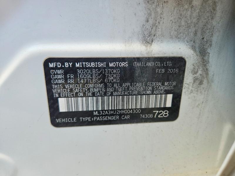 Продаж на аукціоні авто 2017 Mitsubishi Mirage, vin: ML32A3HJ2HH004300, номер лоту: 62352416