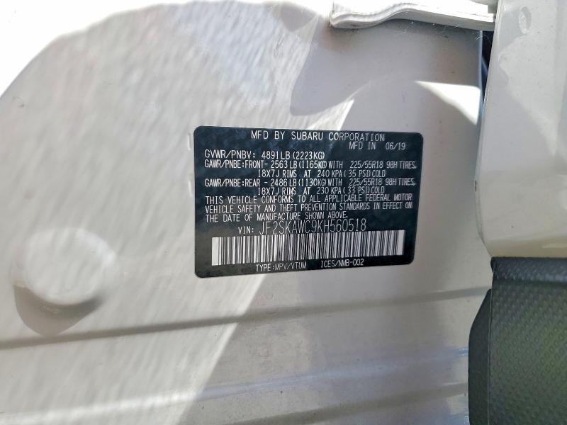 Продажа на аукционе авто 2019 Subaru Forester, vin: JF2SKAWC9KH560518, номер лота: 62952136