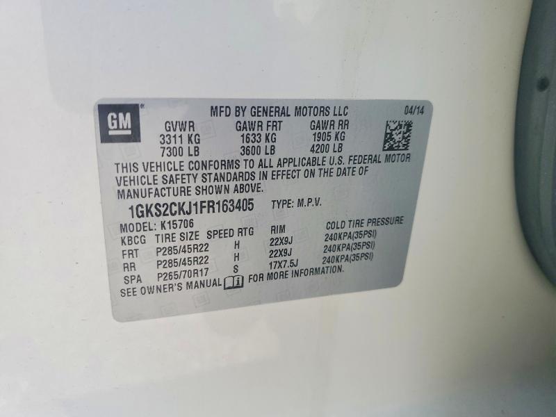 Aukcja sprzedaży 2015 Gmc Yukon, vin: 1GKS2CKJ1FR163405, numer aukcji: 62545756