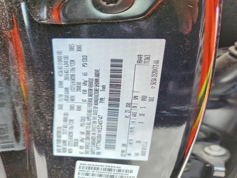 59913776 :رقم المزاد ، 1FT7W2B61KED45747 vin ، 2019 Ford F250 مزاد بيع